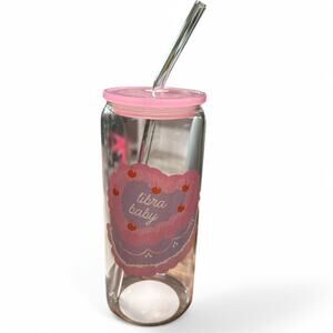 NEW Libra Pink and Purple Glass Tumbler